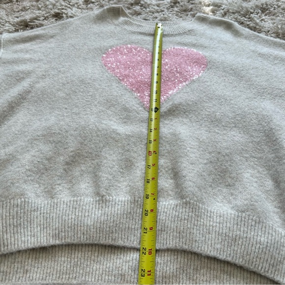 NWOT CeCe Cream and Pink Crew Neck Sweater with Vintage Heart Design - Picture 11 of 14